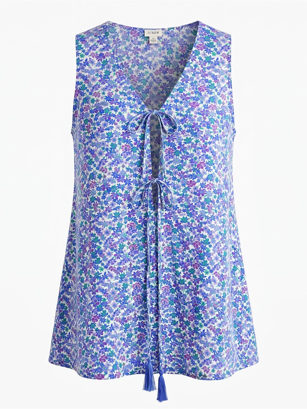J.Crew Floral Tie-Front Mini Dress Blue Purple Green Size M NWT